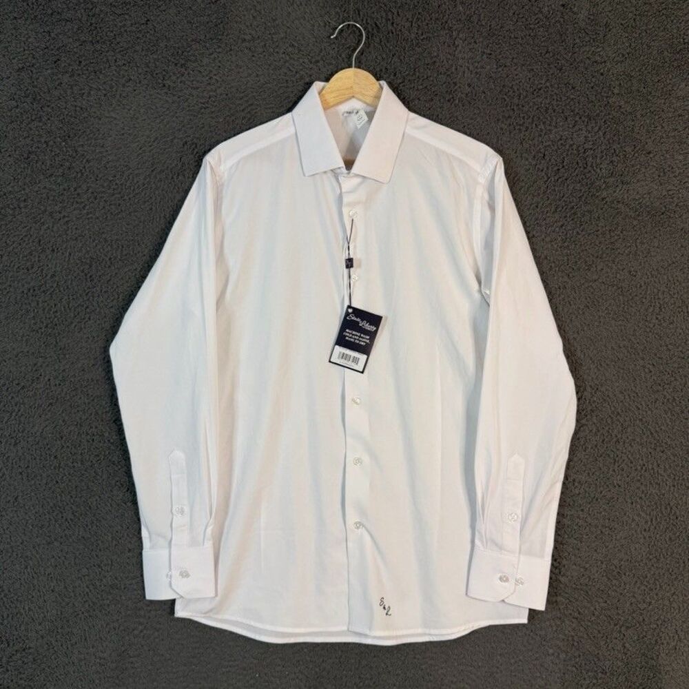 State & Liberty Shirt Mens Medium White The Springer Athletic Fit Stretch NWT